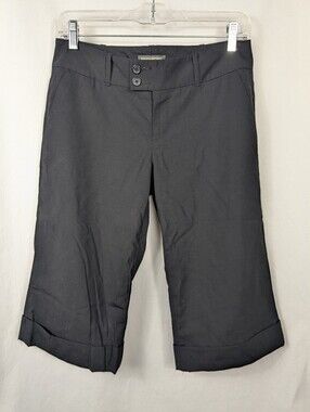 Y2K Banana Republic Black cuffed cropped wool blend pants.